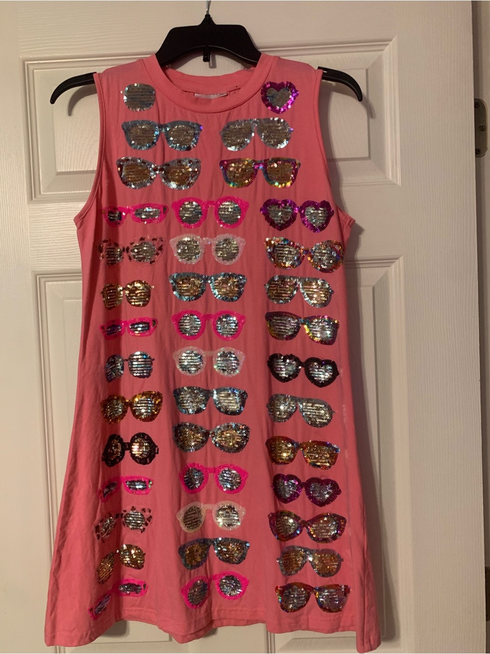 QUEEN OF SPARKLES Pink Sequin Sunglasses Tank Dress